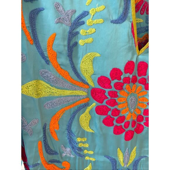 Gretchen Scott Midori Embroidered Dress – Turquoise Multi, Med $228 C17 - Picture 3 of 10